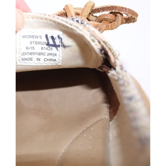 Sperry Canvas Leather Top Sider Women's 10 M Brown Tan Lace Up Boat Shoe Casual - Picture 8 of 10